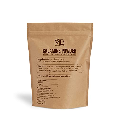 MB Herbals Calamine אבקת 7 גרם | אבקת קלמין לייצור סבון ואריזת פנים מרגיעה לעור יבש | אין ניחוח